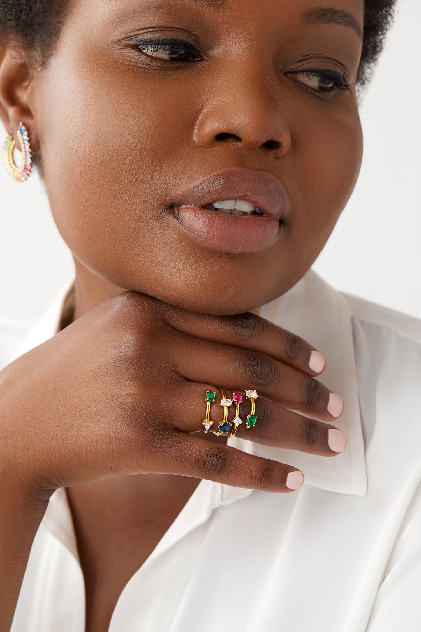 18kt Yellow Gold Multi-Gemstone Rainbow 'Aura' Ring