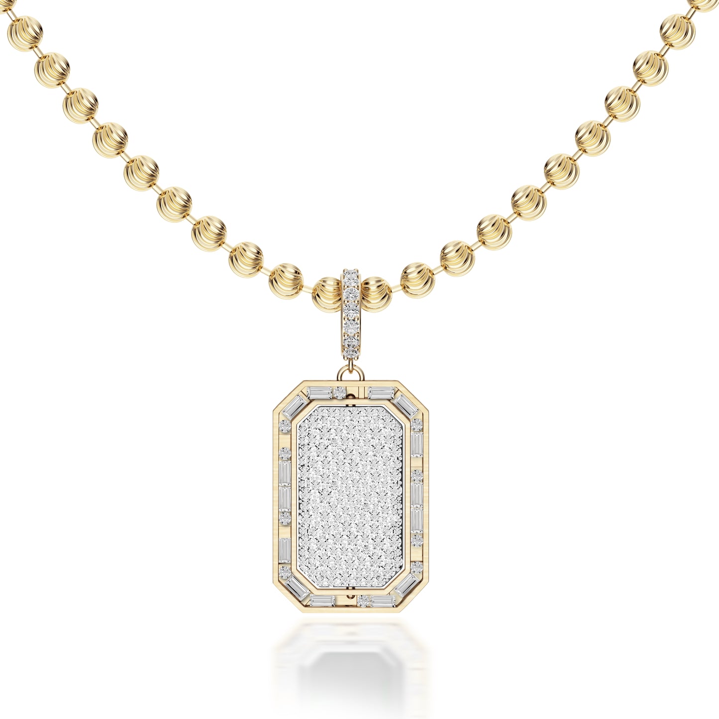 18kt Gold Emerald cut & Diamond 'Morse Code' Flip Pendant