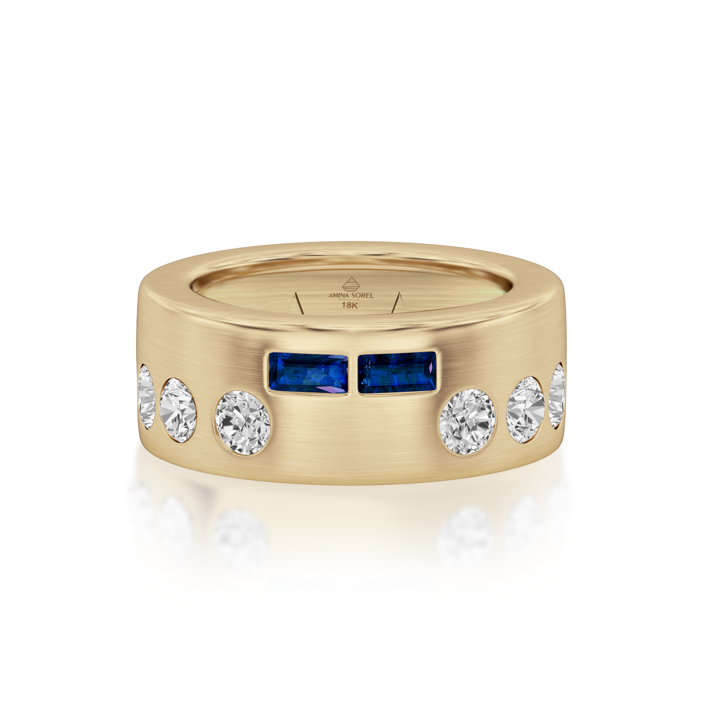 18kt Gold London Blue Sapphire and Diamond 'Morse Code' Ring