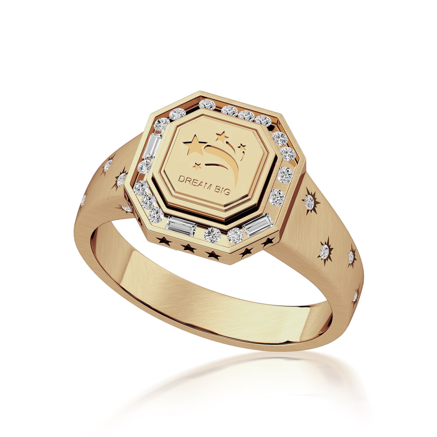 18kt Gold African Blue Topaz and Diamond 'Morse Code' Flip Ring