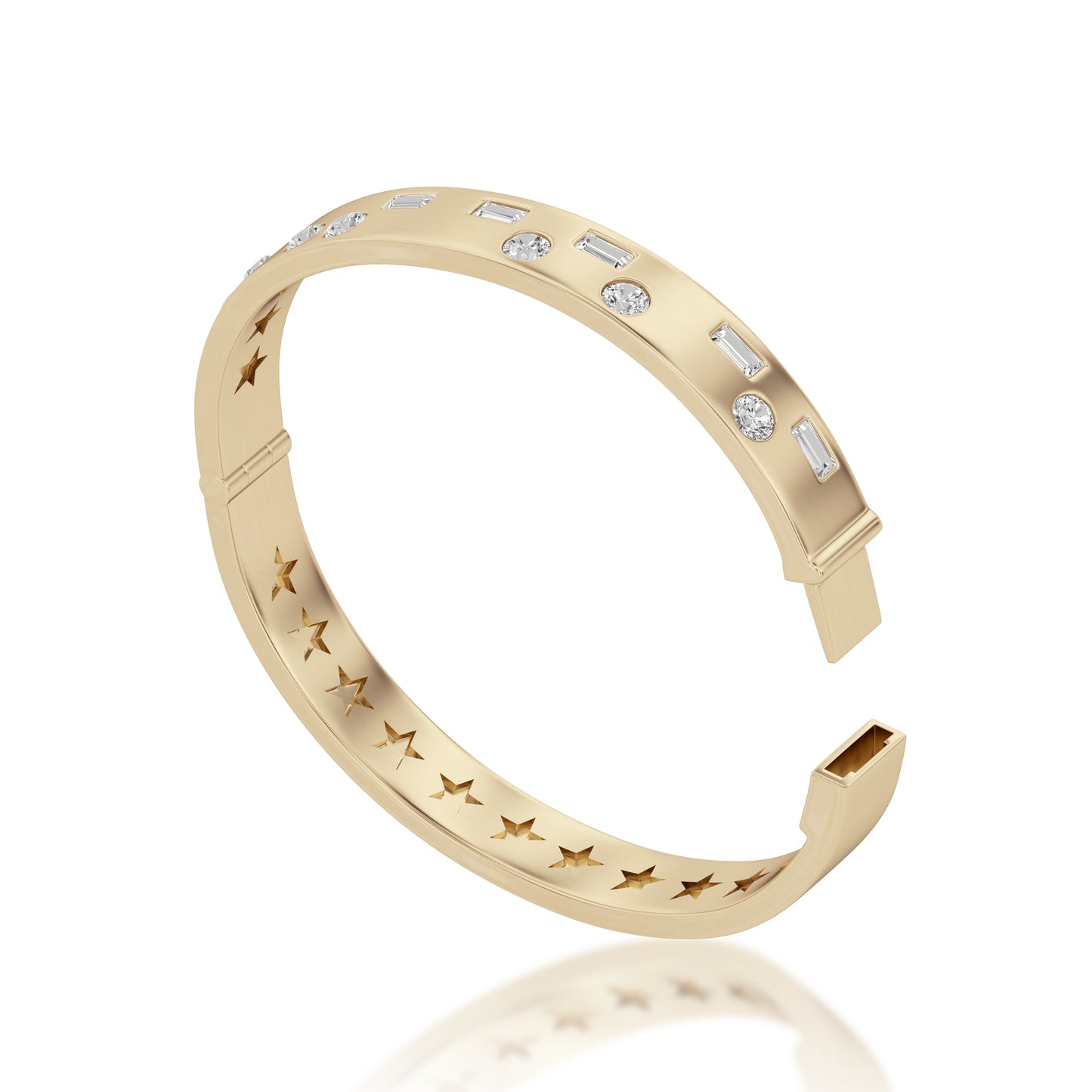 18kt Gold & Diamond Morse Code " I Love You" Bangle