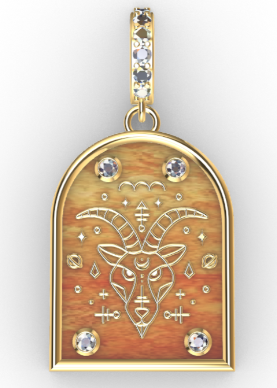 18k Gold & Diamond "Cancer" Zodiac Pendant