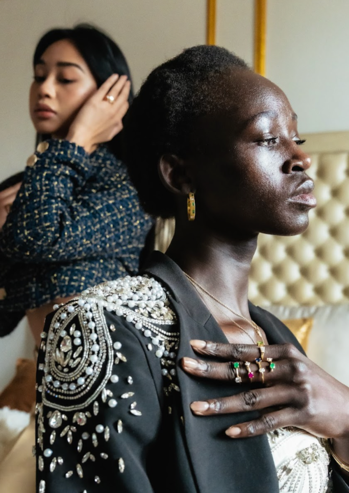 18kt Gold Columbian Emerald & Diamond 'Morse Code' Hoop Earrings