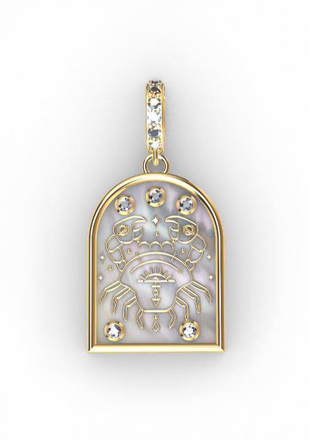 18k Gold & Diamond "Cancer" Zodiac Pendant
