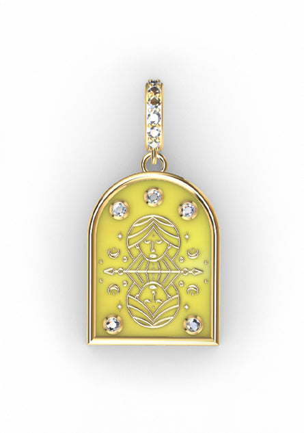 18k Gold & Diamond "Gemini" Zodiac Pendant