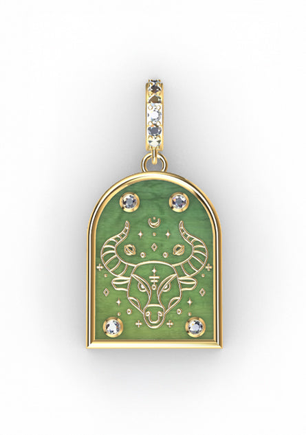 18k Gold & Diamond "Taurus" Zodiac Pendant