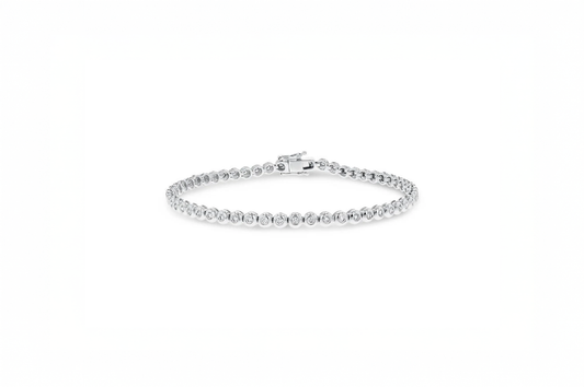 Tennis Bracelet Diamond, 18K White Gold, 1.04 Carats