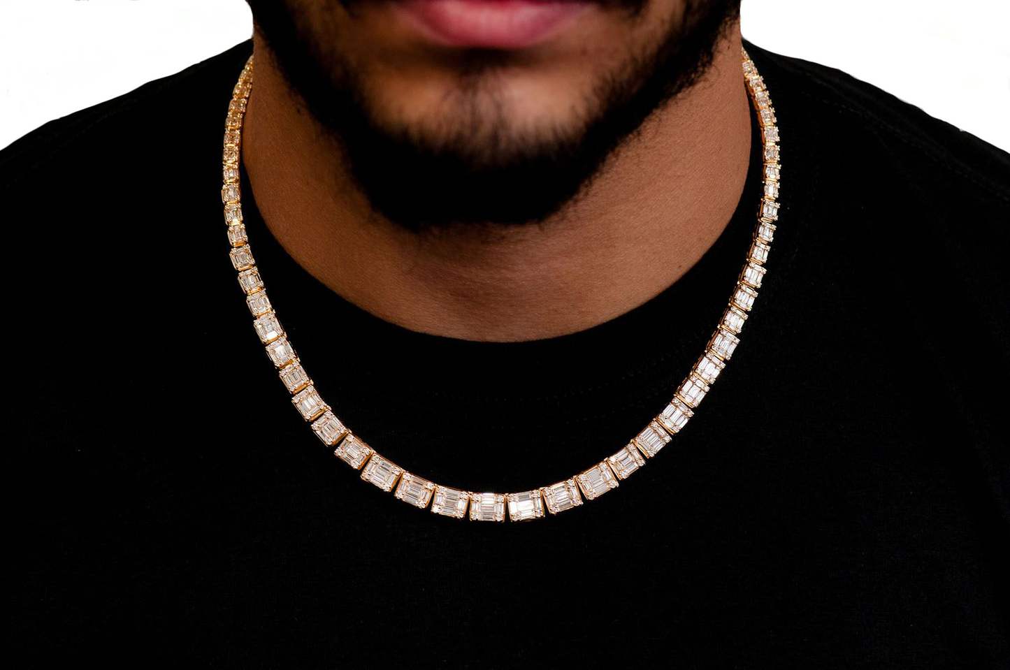 Graduated Square Baguette Necklace 14k 17.75ctw