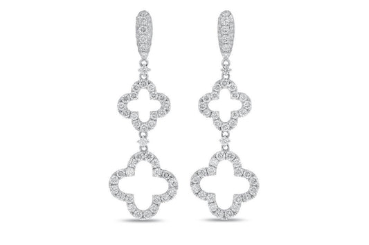 'Cleef' 18K White Gold Chandelier Earrings, 3.40 Carats