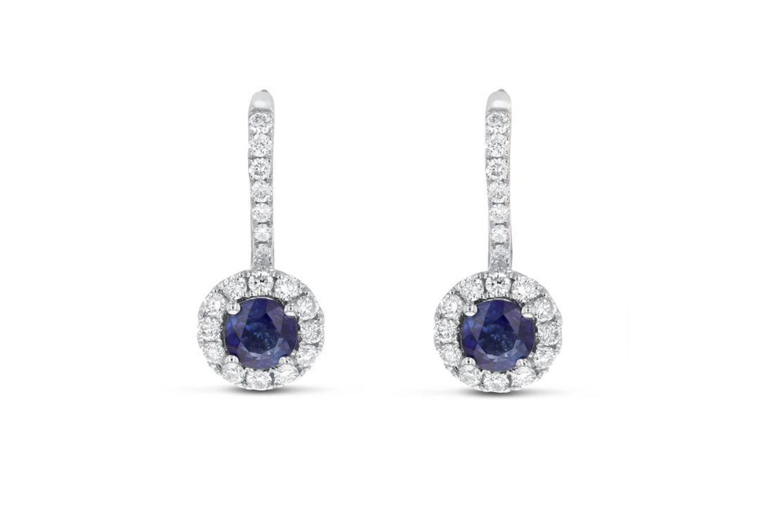 18K White Gold Sapphire & Diamond Earrings, 1.21 Carats