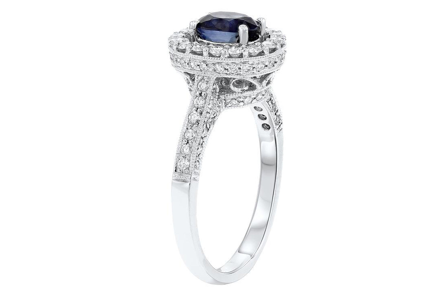 Sapphire Engagement Ring,18K White Gold Diamond & 2.00 Carats