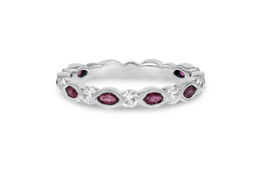 18K White Gold Ruby & Diamond Ring, 1.17 Carats