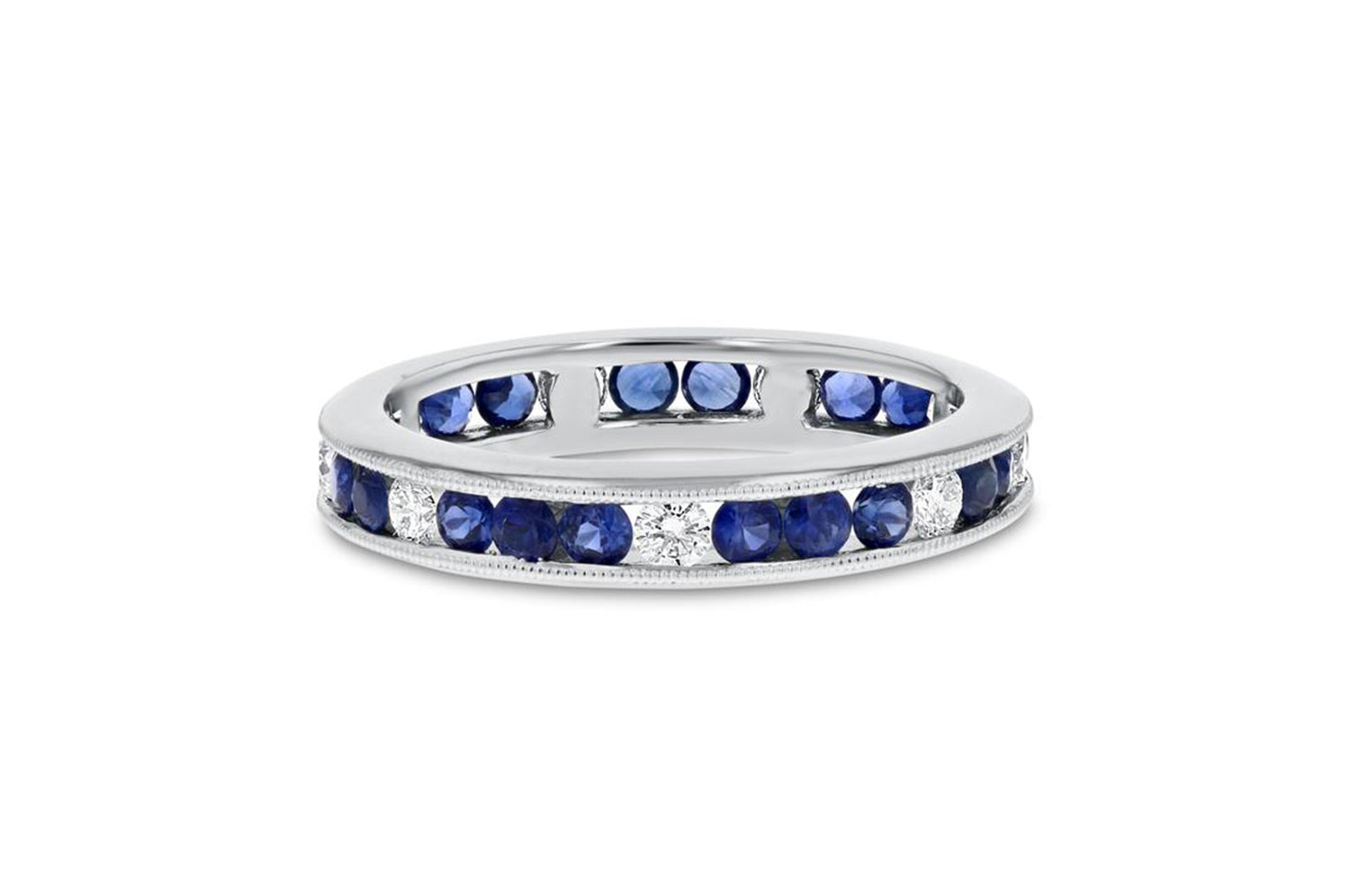 18K White Gold Diamond & Sapphire Ring, 1.36 Carats