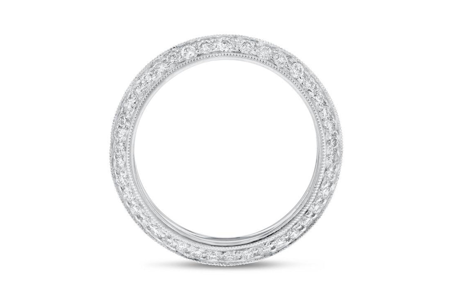 Double Pave Row 18K White Gold Diamond Ring, 0.86 Carats