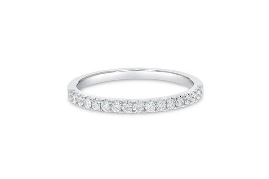 'Chanel' 18K White Gold Diamond Half Band Ring 0.47 Carats