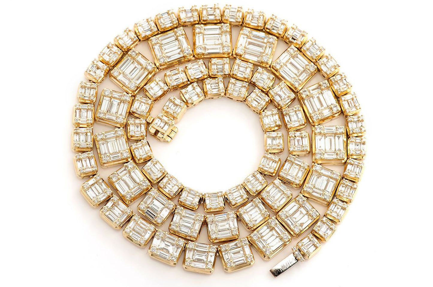 Graduated Square Baguette Necklace 14k 17.75ctw