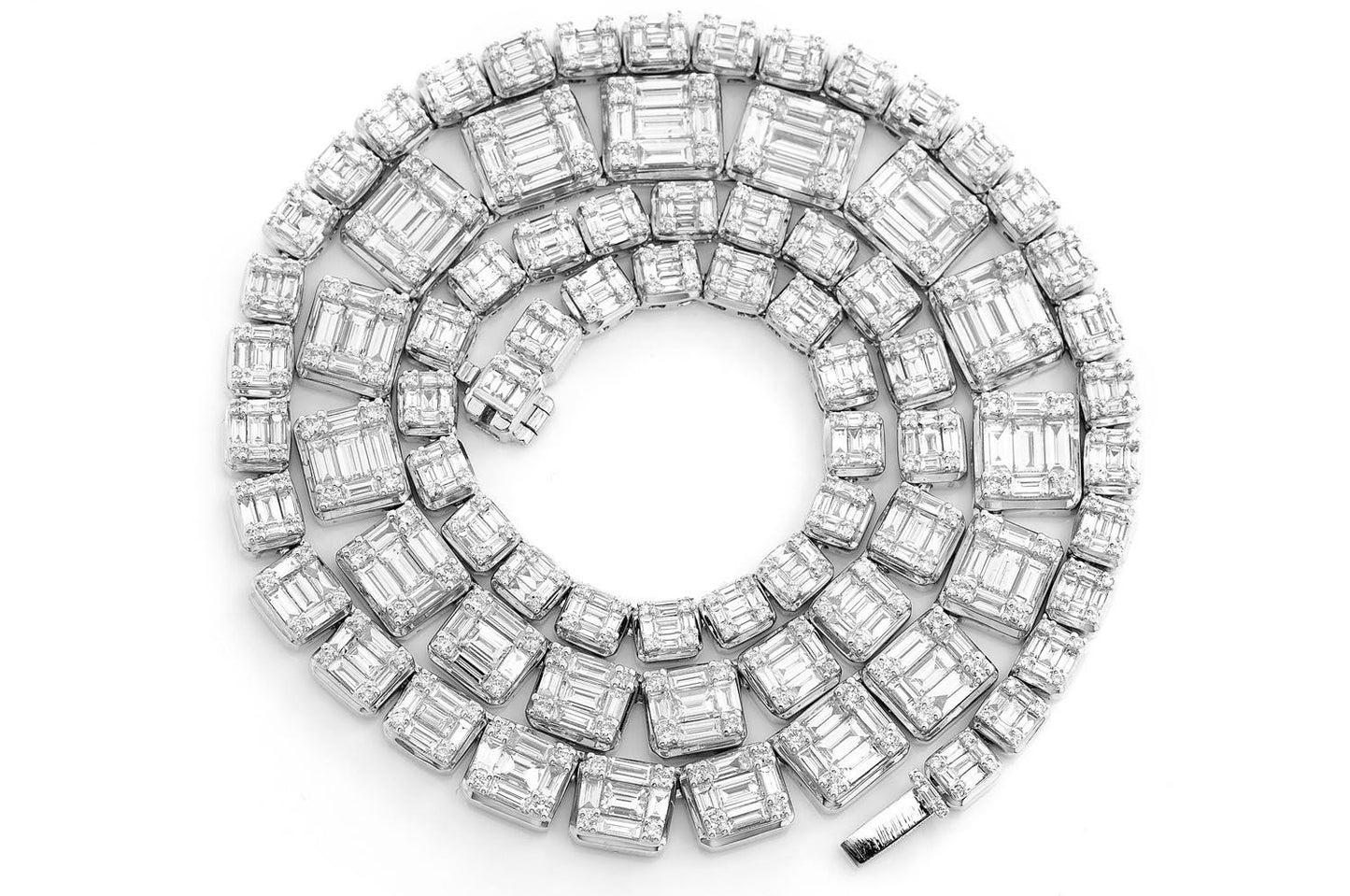 Graduated Square Baguette Necklace 14k 17.75ctw