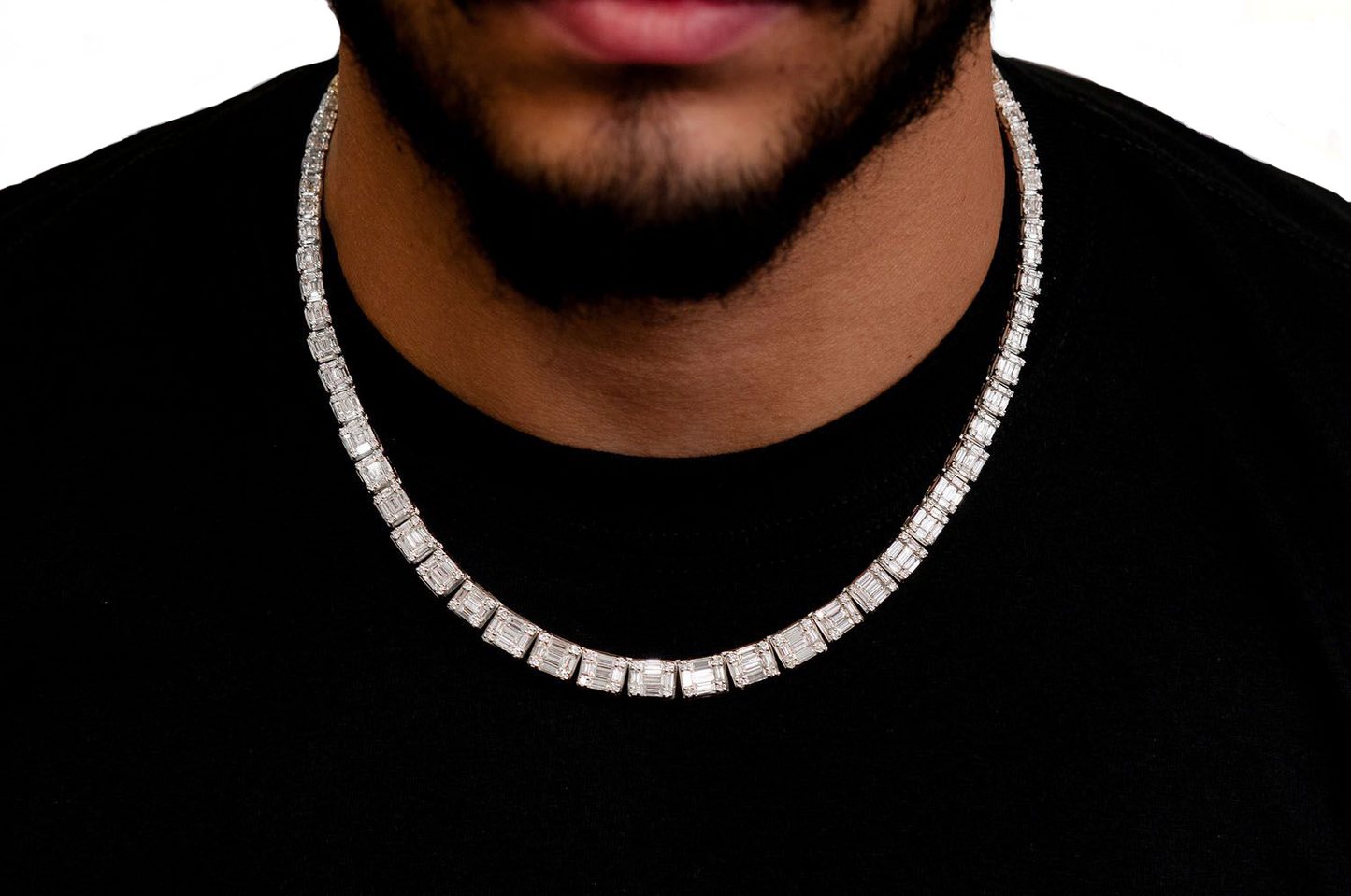 Graduated Square Baguette Necklace 14k 17.75ctw