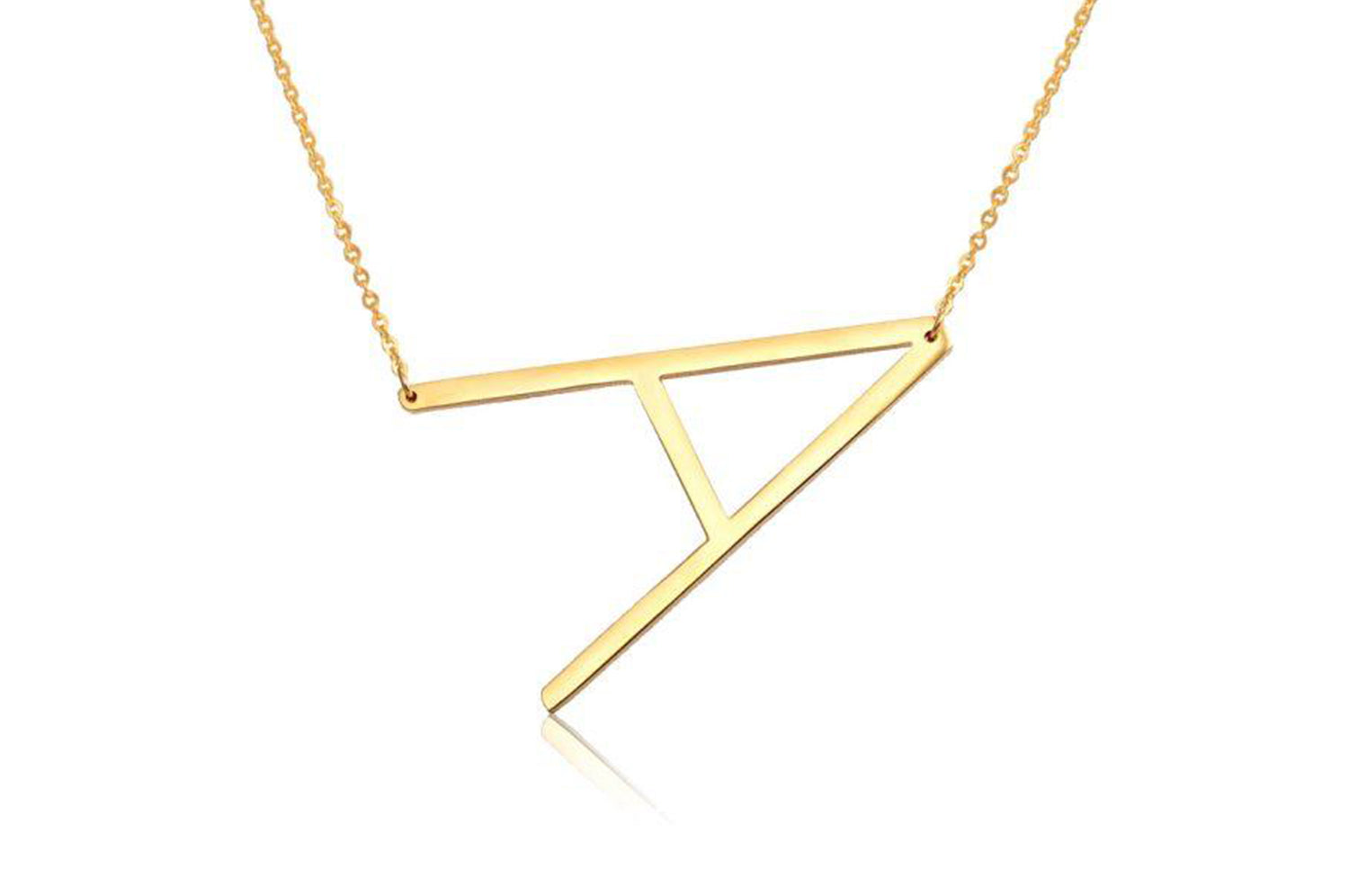 Gold Sideways Alphabet  Initial Necklace