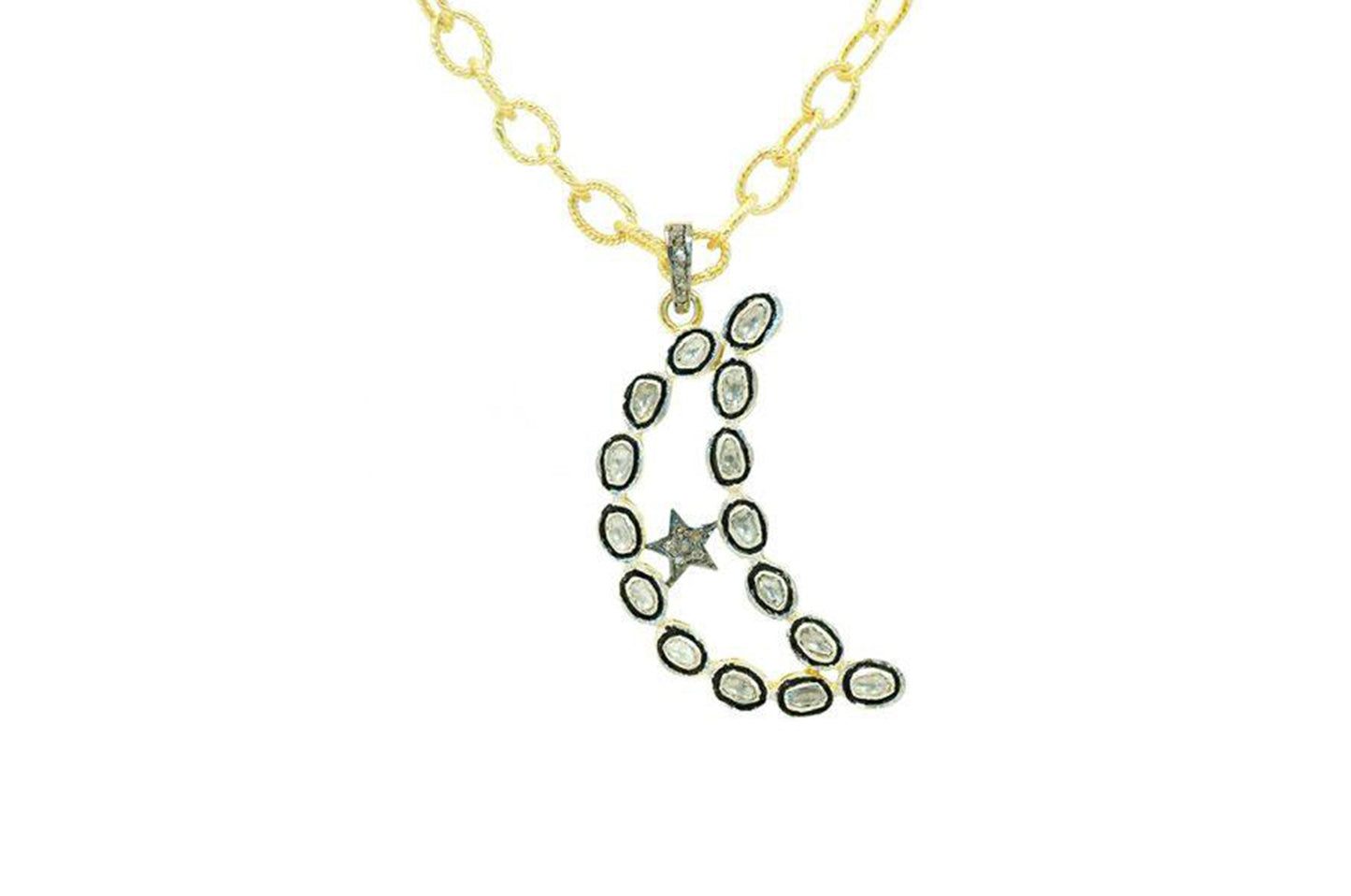 Diamond Half Moon and Star Necklace