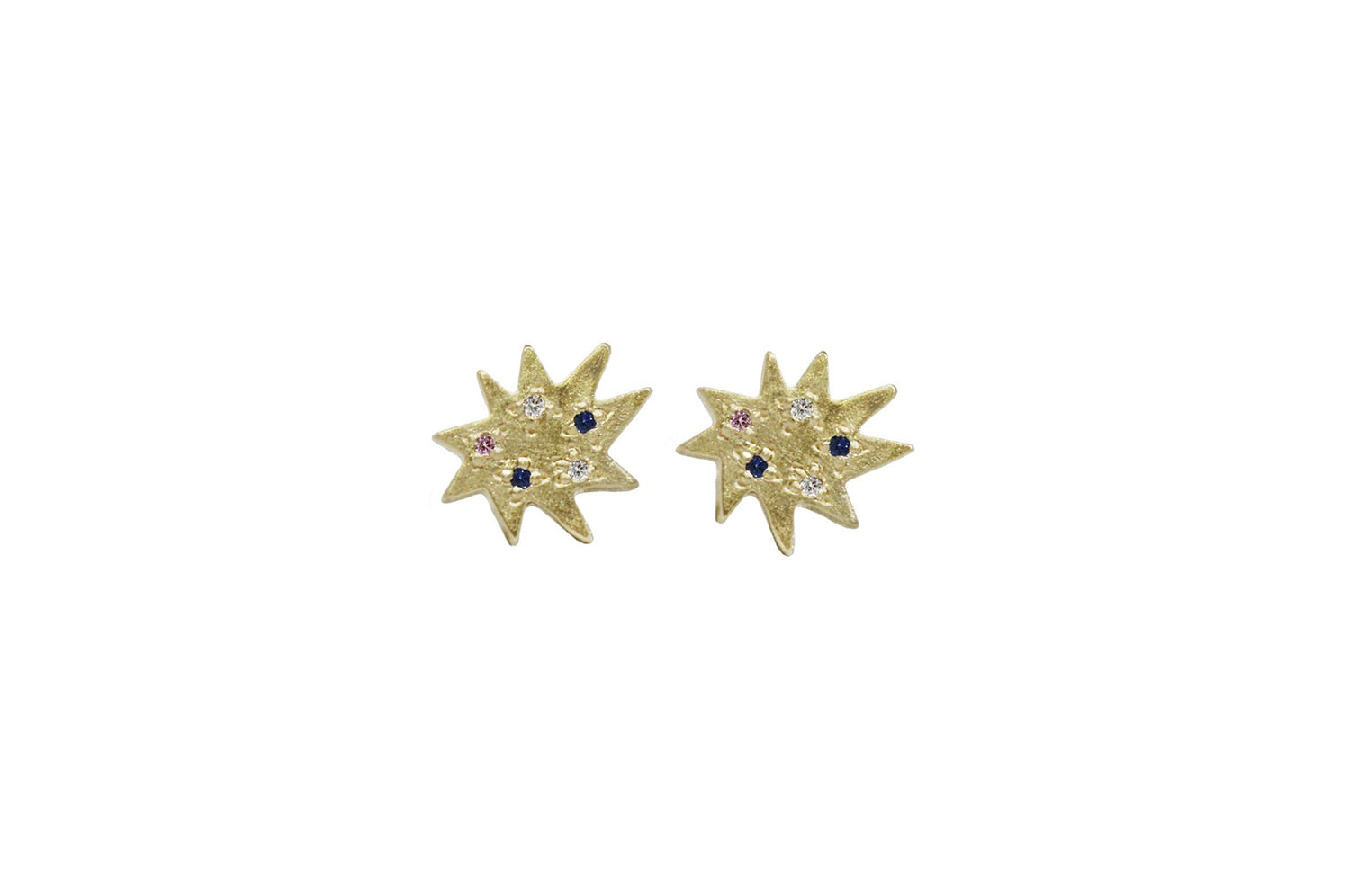 Mini Stella Gold Stud Earrings with Multi-Stones- Emily Kuvin