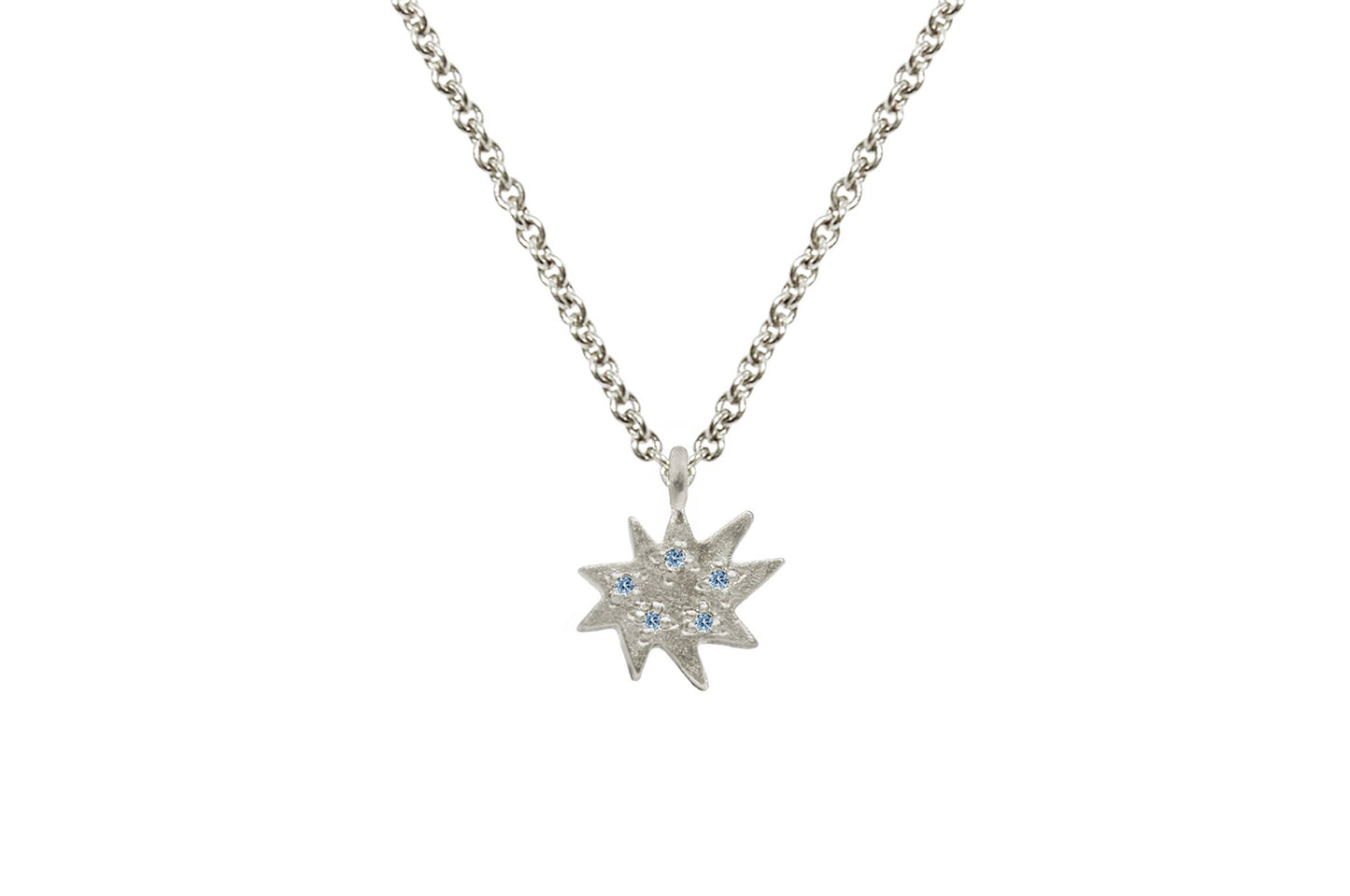 Mini Stella Silver Single Necklace with Blue Topaz- Emily Kuvin