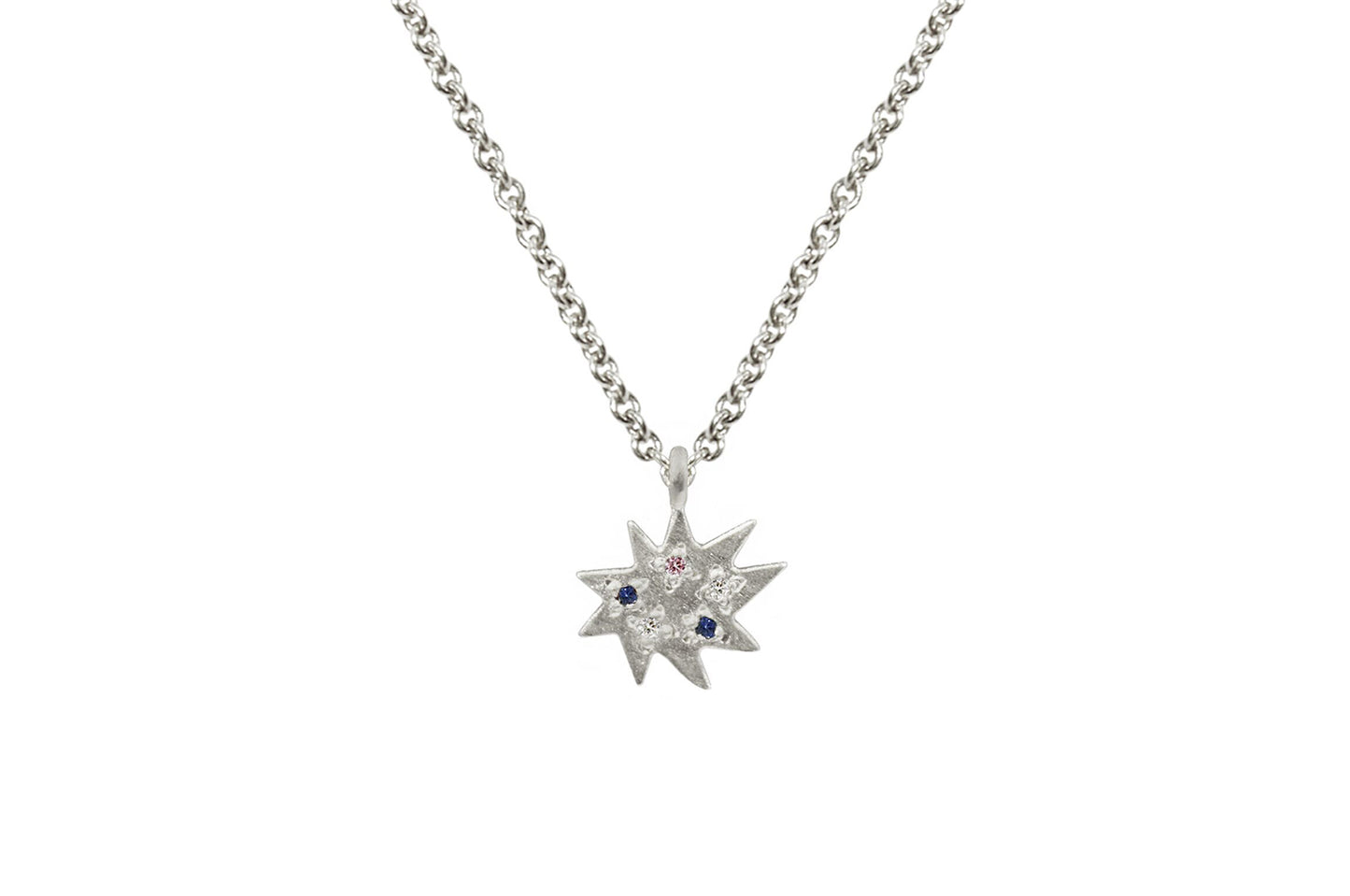 Mini Stella Silver Single Necklace with Multi-Stones- Emily Kuvin
