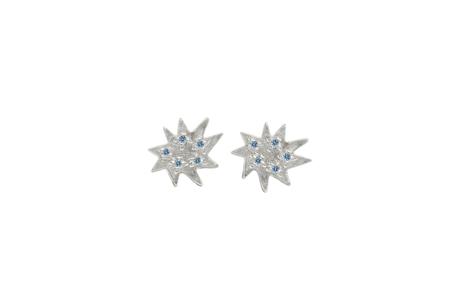 Mini Stella Silver Stud Earrings with Blue Topaz- Emily Kuvin