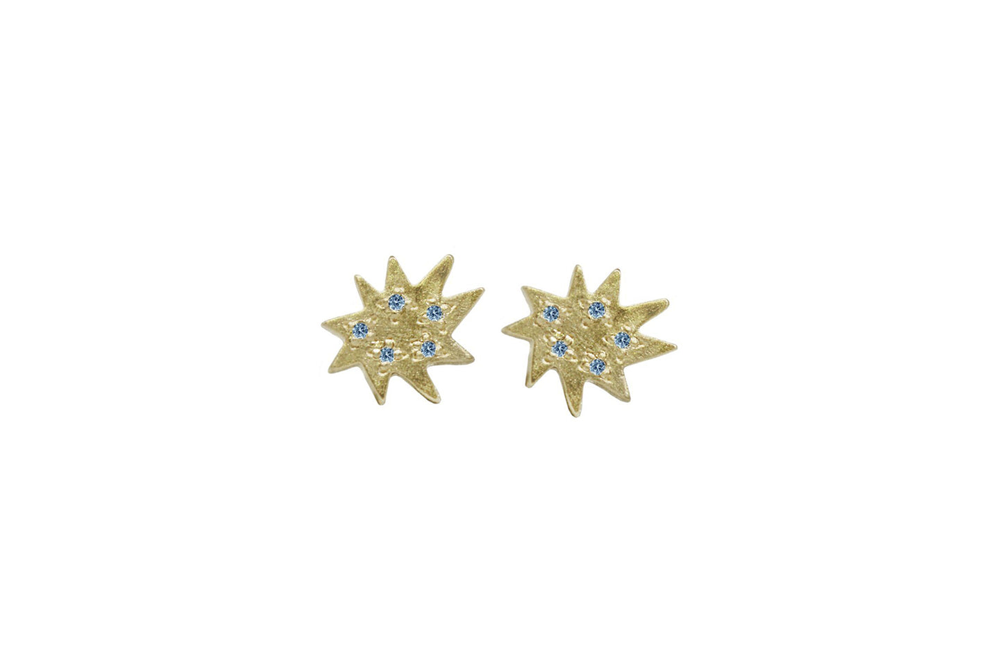Mini Stella Gold Stud Earrings with Blue Topaz- Emily Kuvin