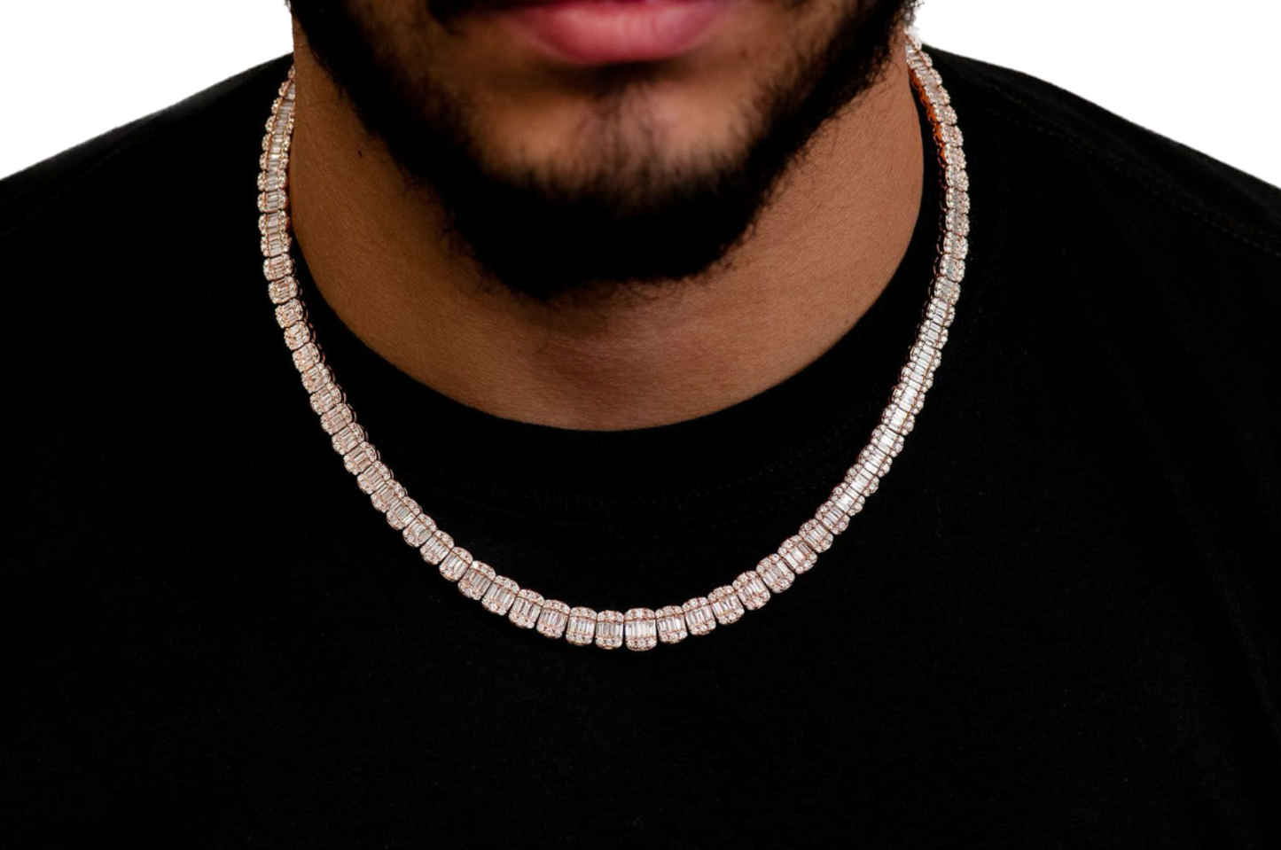 Graduated Oval Baguette Necklace 14k 21.90ctw