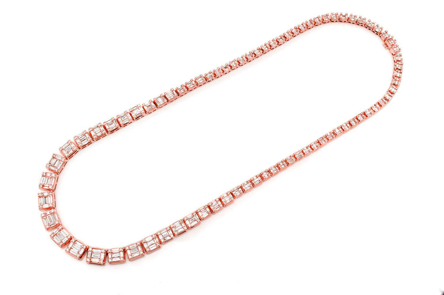 Graduated Square Baguette Necklace 14k 17.75ctw