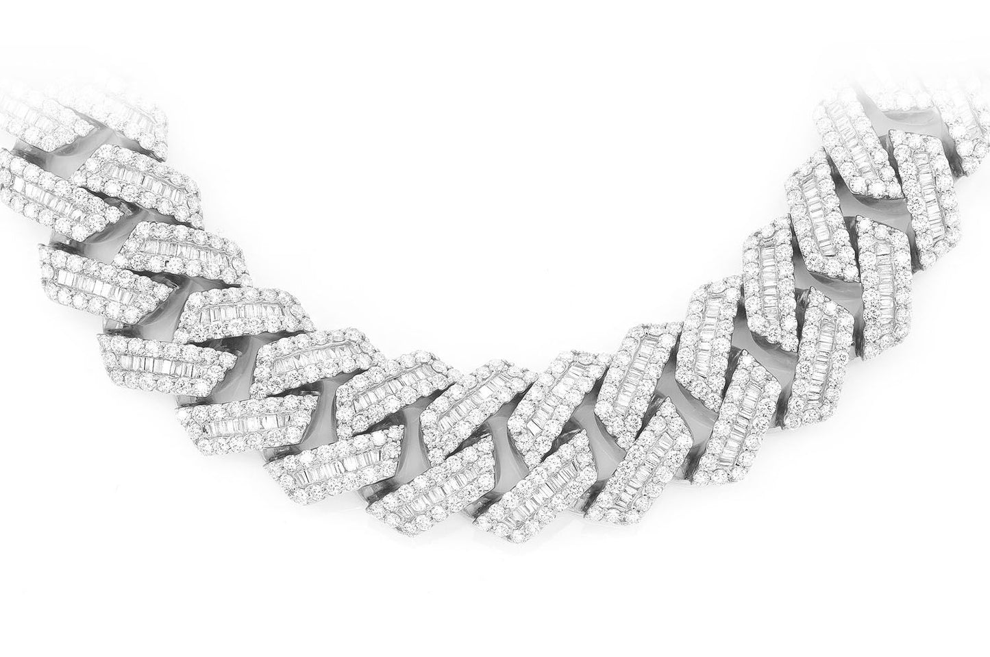 Baguette Cuban Necklace 14k 59.50ctw