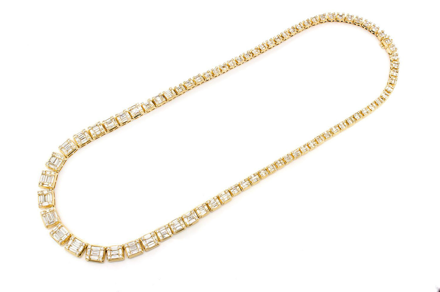 Graduated Square Baguette Necklace 14k 17.75ctw