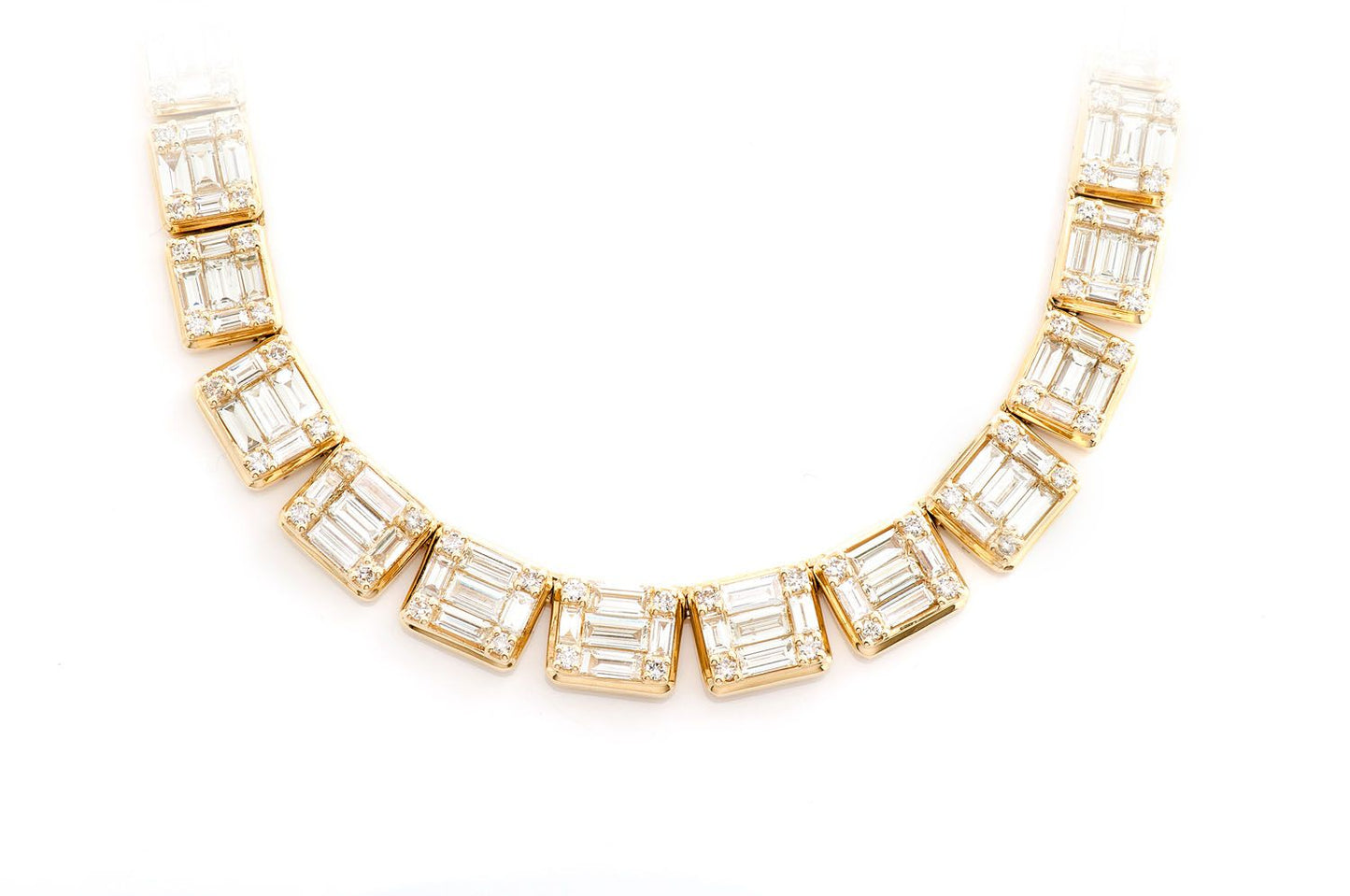 Graduated Square Baguette Necklace 14k 17.75ctw