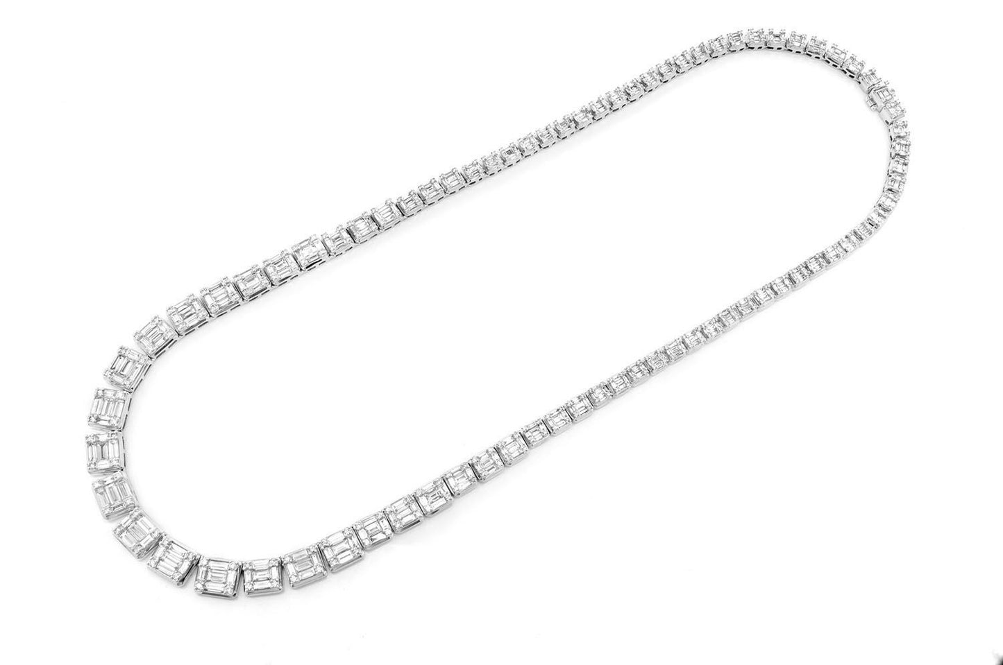 Graduated Square Baguette Necklace 14k 17.75ctw