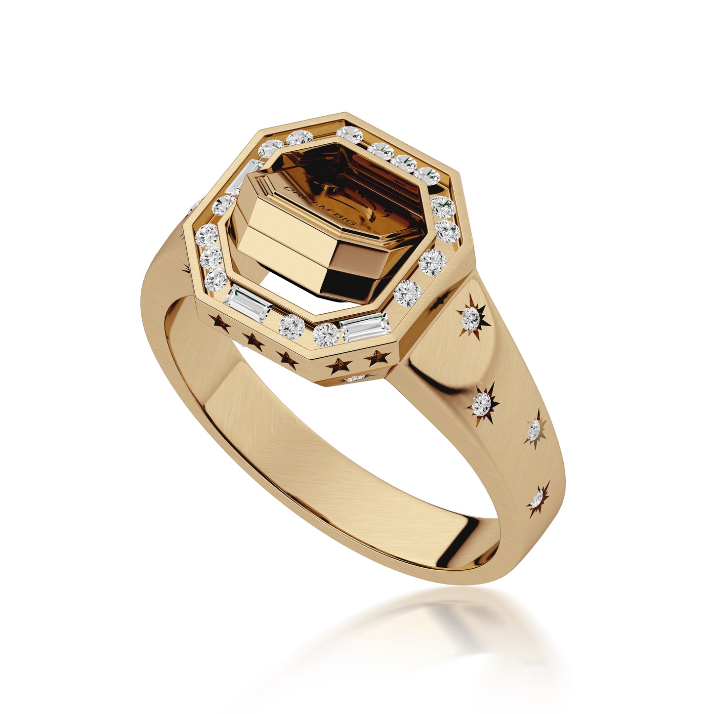 Amina Sorel 18kt Gold African Blue Topaz and Diamond 'Morse Code' Flip Ring