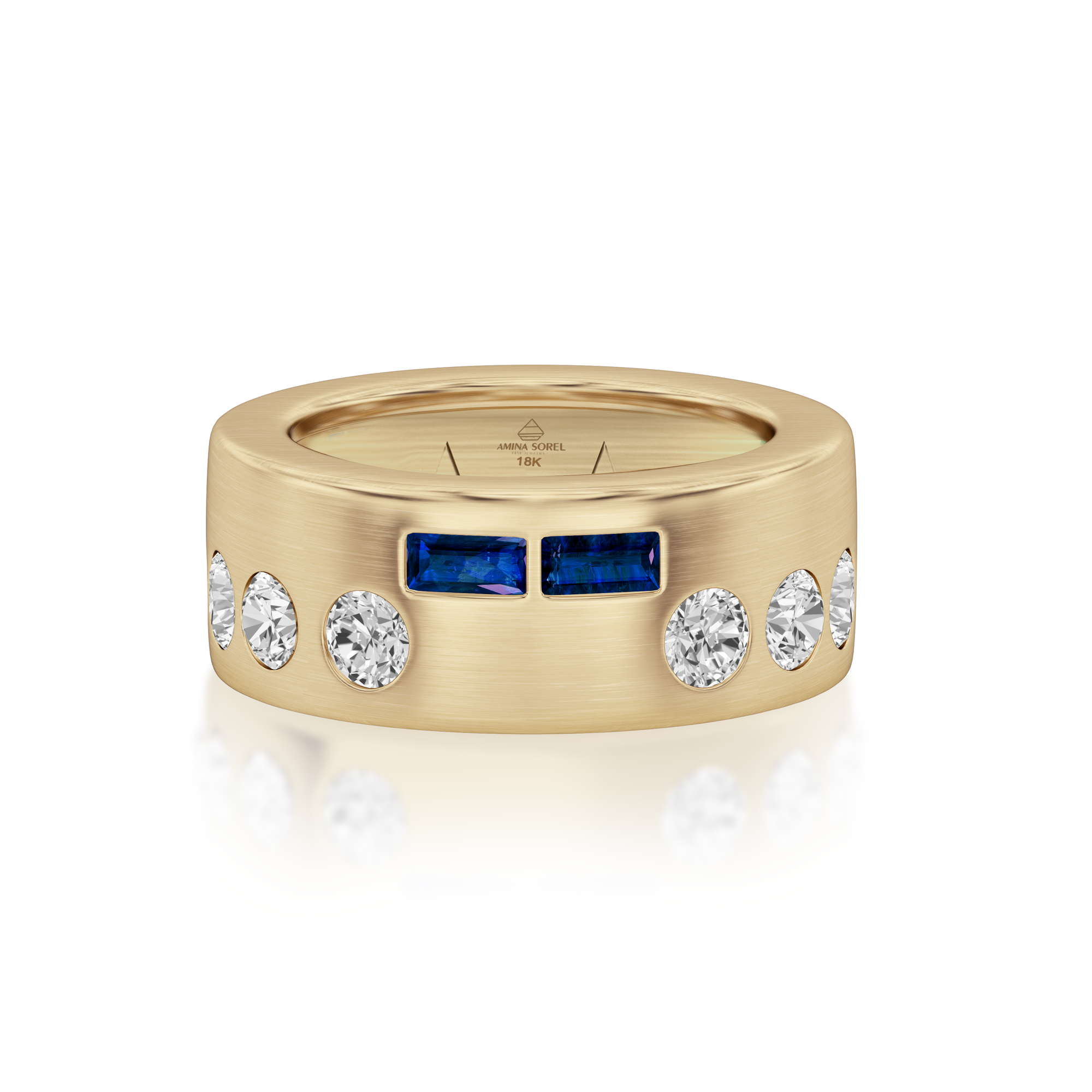 Amina Sorel 18kt Gold London Blue Sapphire and Diamond 'Morse Code' Ring