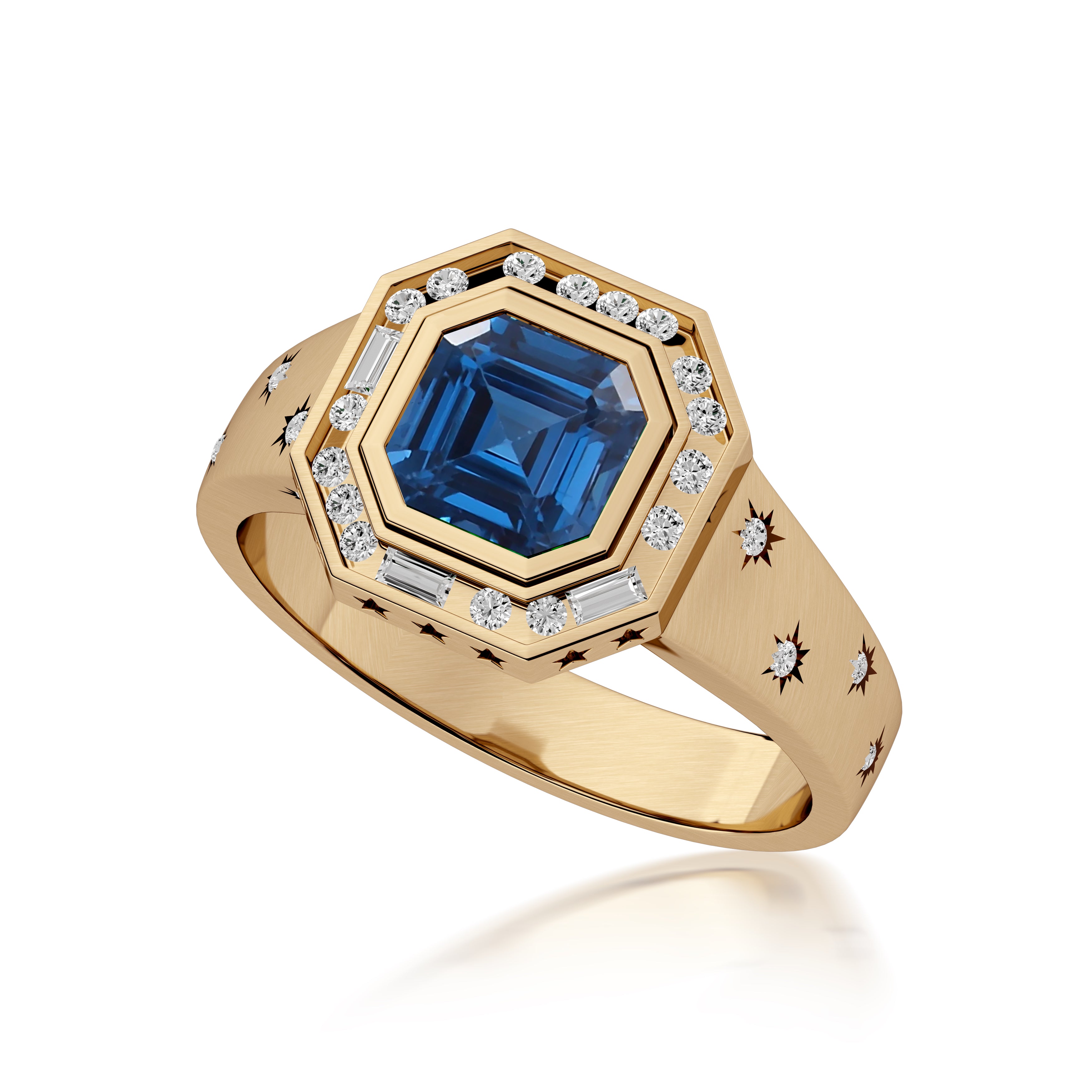 Amina Rind 18kt Gold African Blue Topaz and Diamond 'Morse Code' Flip Ring – Amina ...