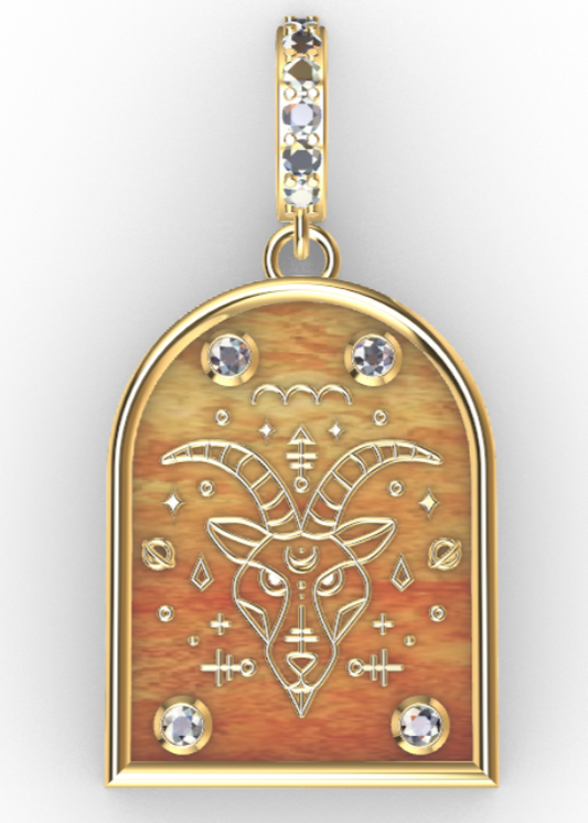 18k Gold & Diamond "Capricorn" Zodiac Pendant