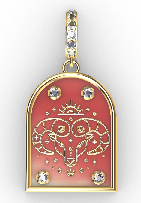 18k Gold & Diamond "Aries" Zodiac Pendant