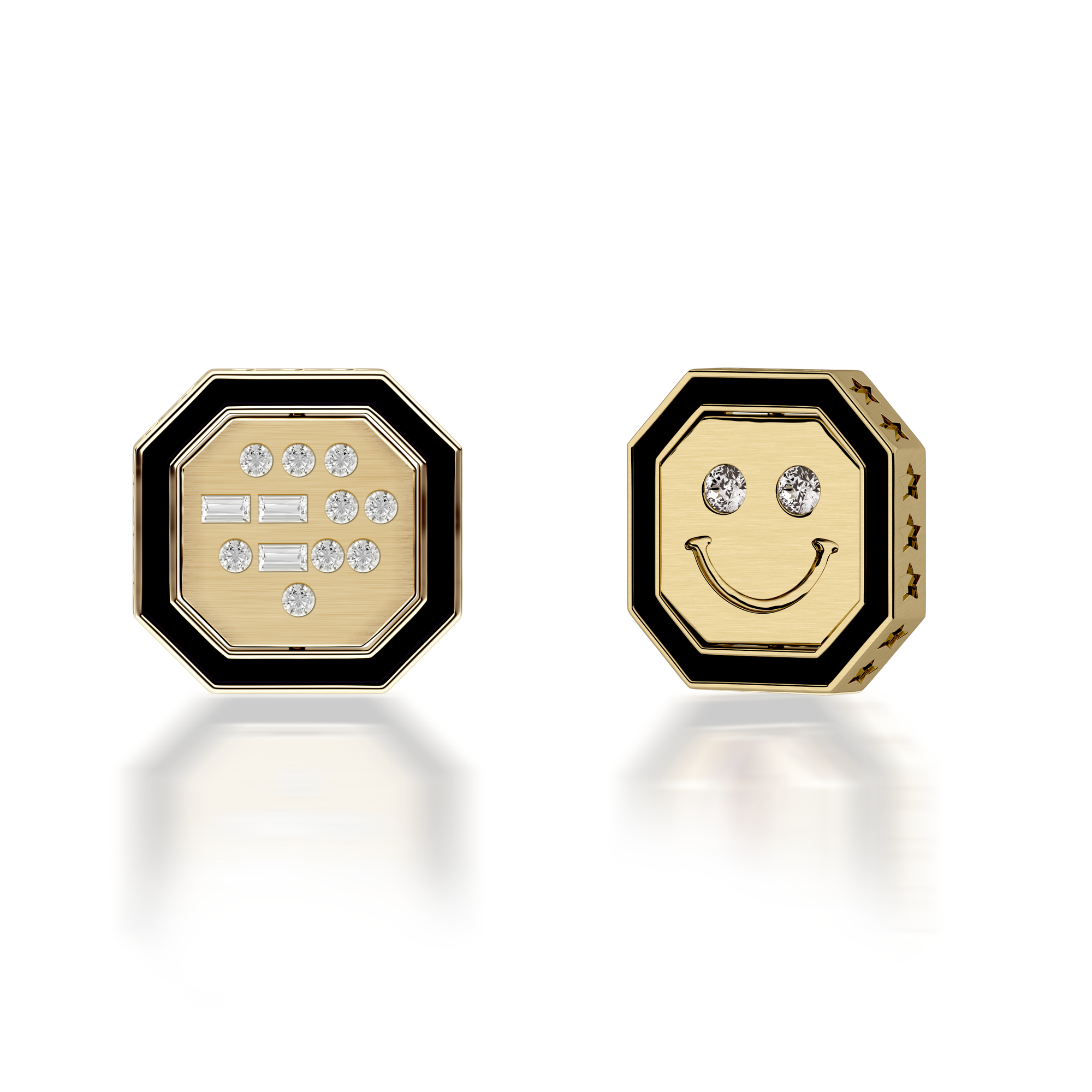 18k Yellow Gold & Diamond 'Smile' Morse Code Earrings