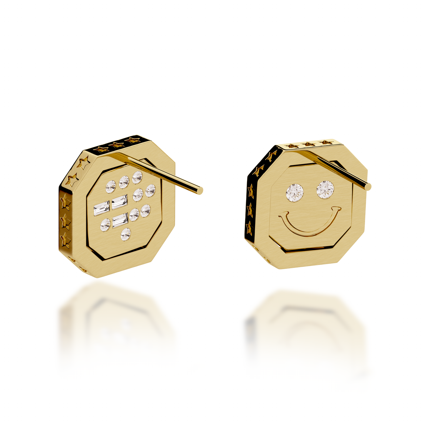 18k Yellow Gold & Diamond 'Smile' Morse Code Earrings