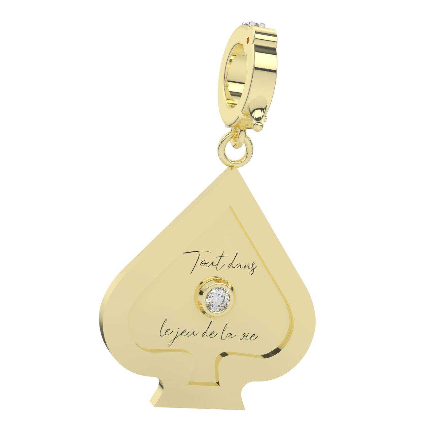 Onyx Enamel Diamond Spade Pave Charm