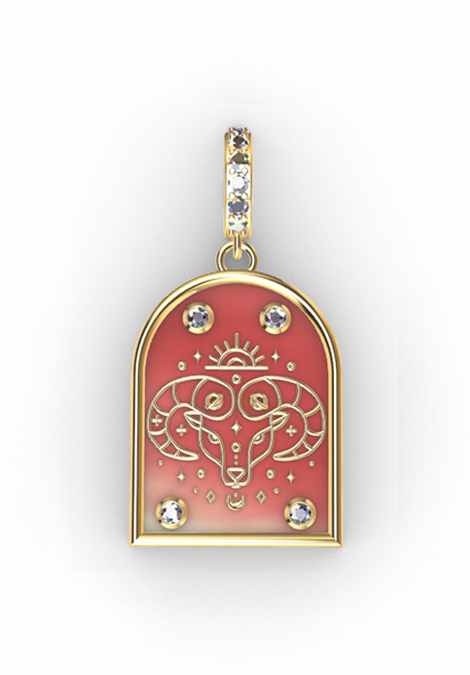 18k Gold & Diamond "Aries" Zodiac Pendant