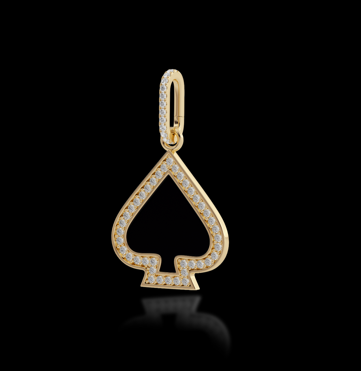 Onyx Enamel Diamond Spade Pave Charm