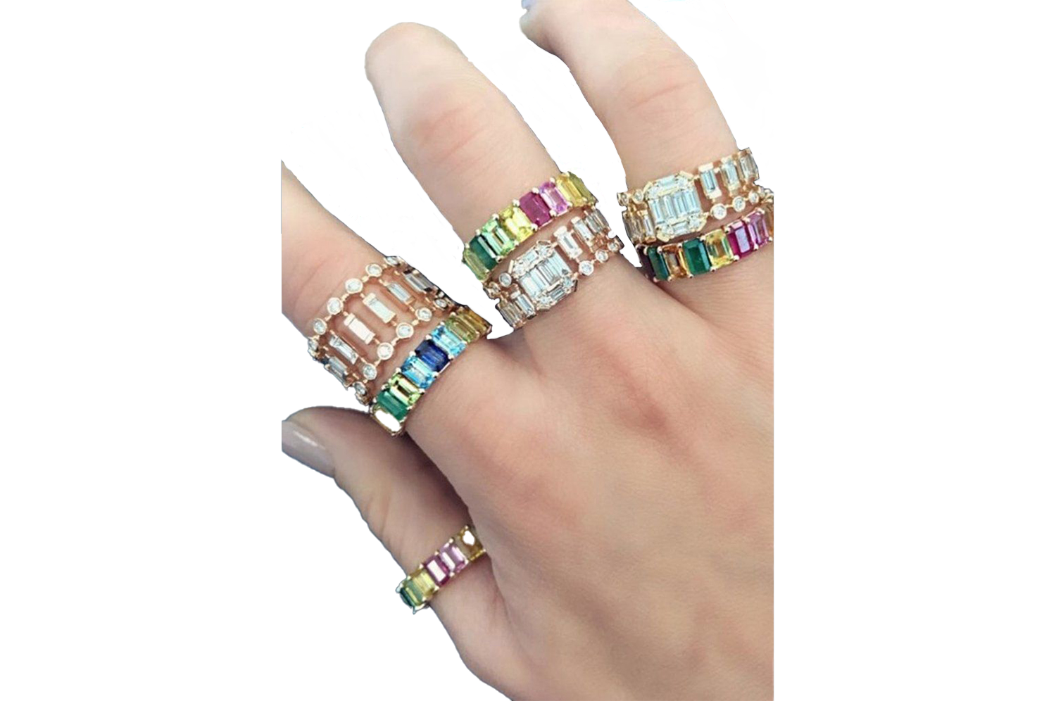 Rainbow Baguette Ring