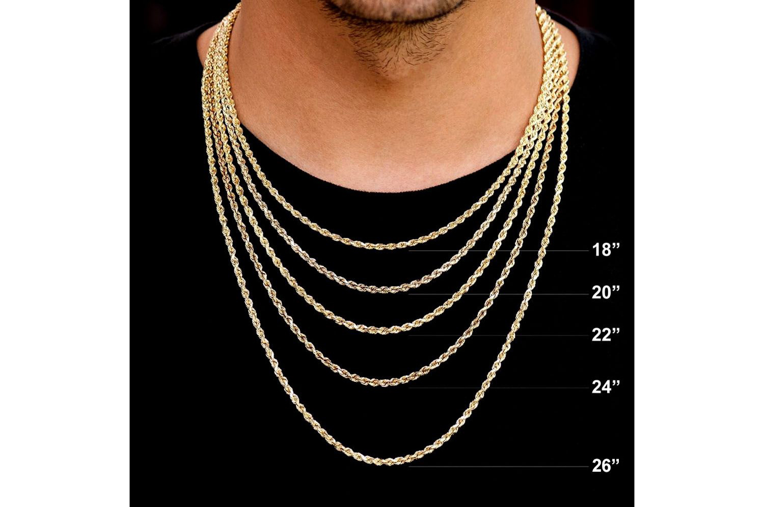 24 Inch 8mm Solid Gold Rope Chain 8mm 24 Inch Rope Chain New Arrivals