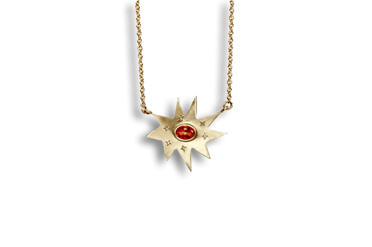 Gold Stella Necklace: Poppy Passion Topaz- Emily Kuvin