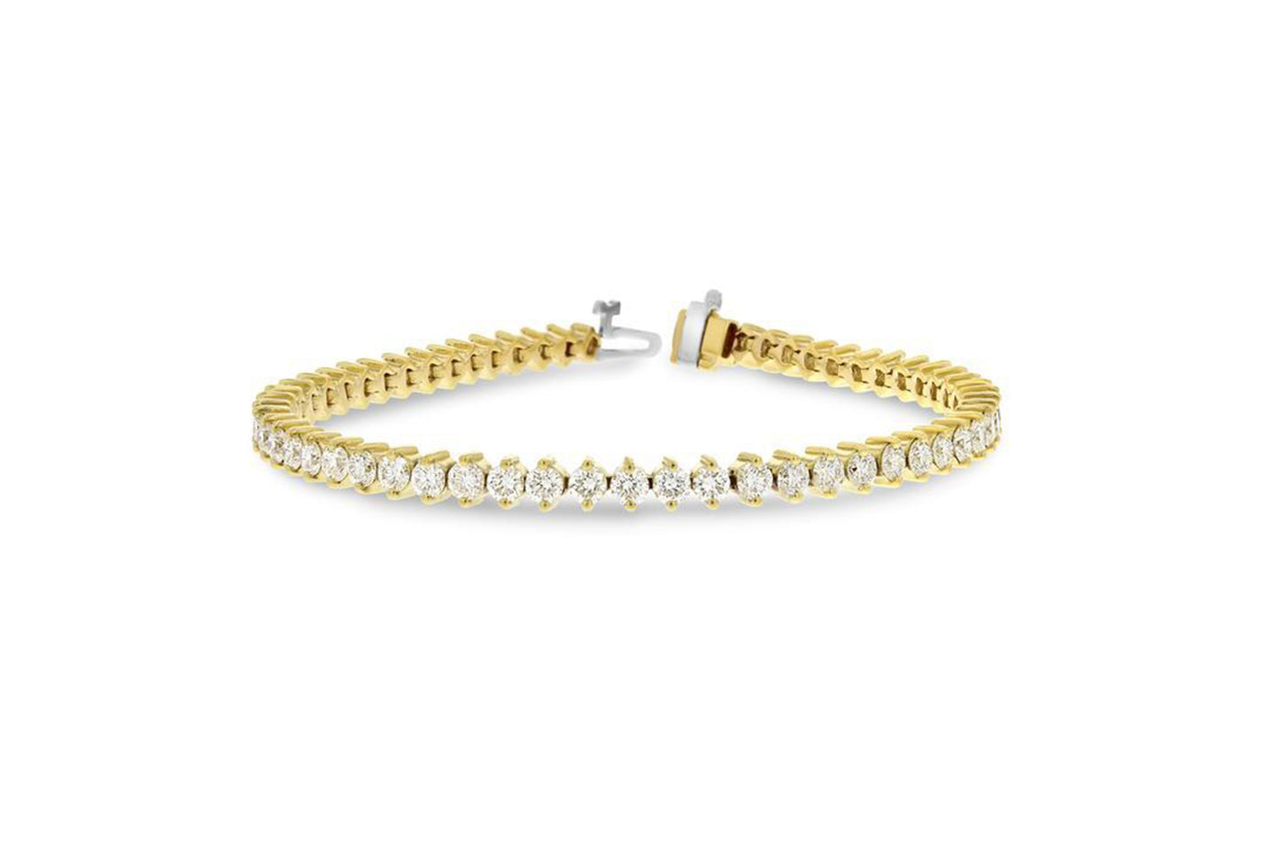 Yellow Gold Diamond Tennis Bracelet, 18K White 5.30 Carats