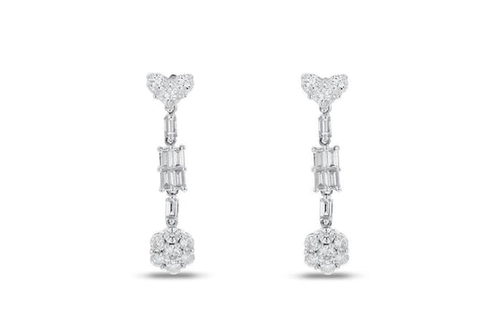 'Tracy' 18K White Gold Diamond Earrings, 1.55 Carats